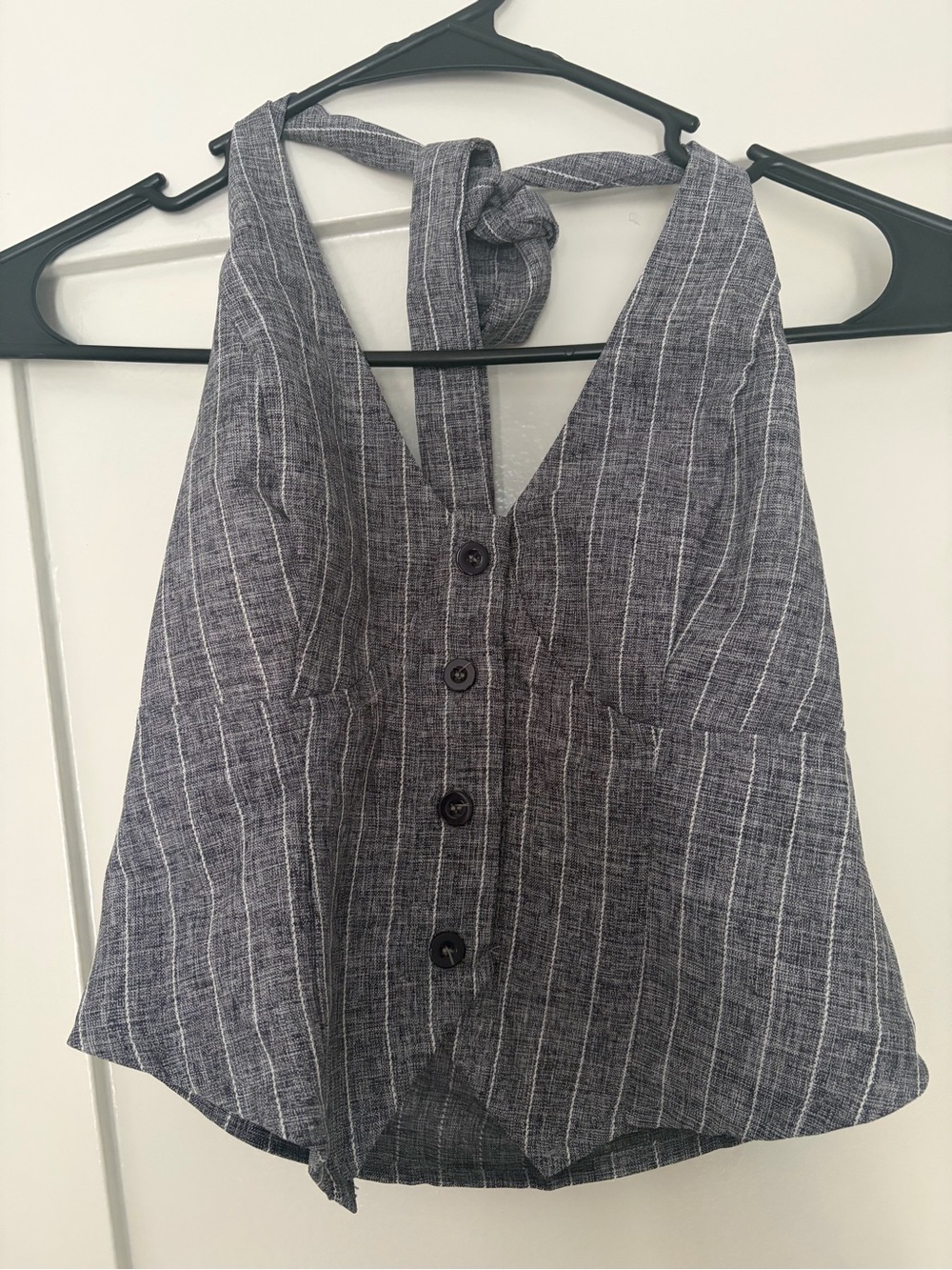 Striped Halter Button-Front Women's Top
